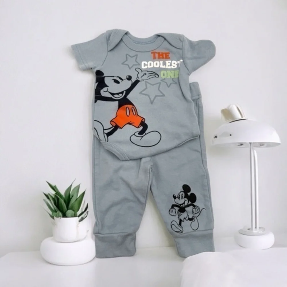 Disney Mickey Mouse Blue Gray Kids Two Piece Set